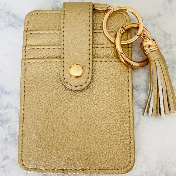 Handbags - Faux Leather Credit Card Clutch  Champagne NEW